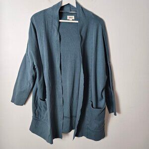 Pact Size M/L 100% Organic Cotton Open Front Airplane Cardigan Blue